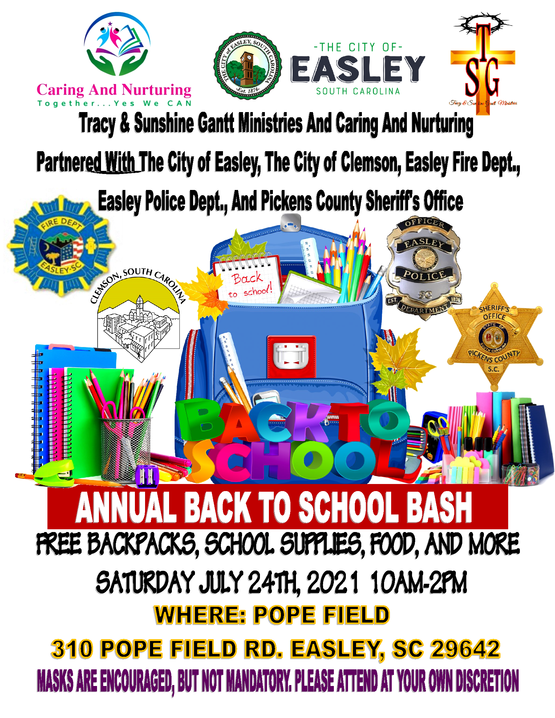 annual back to school bash July 24, 2021